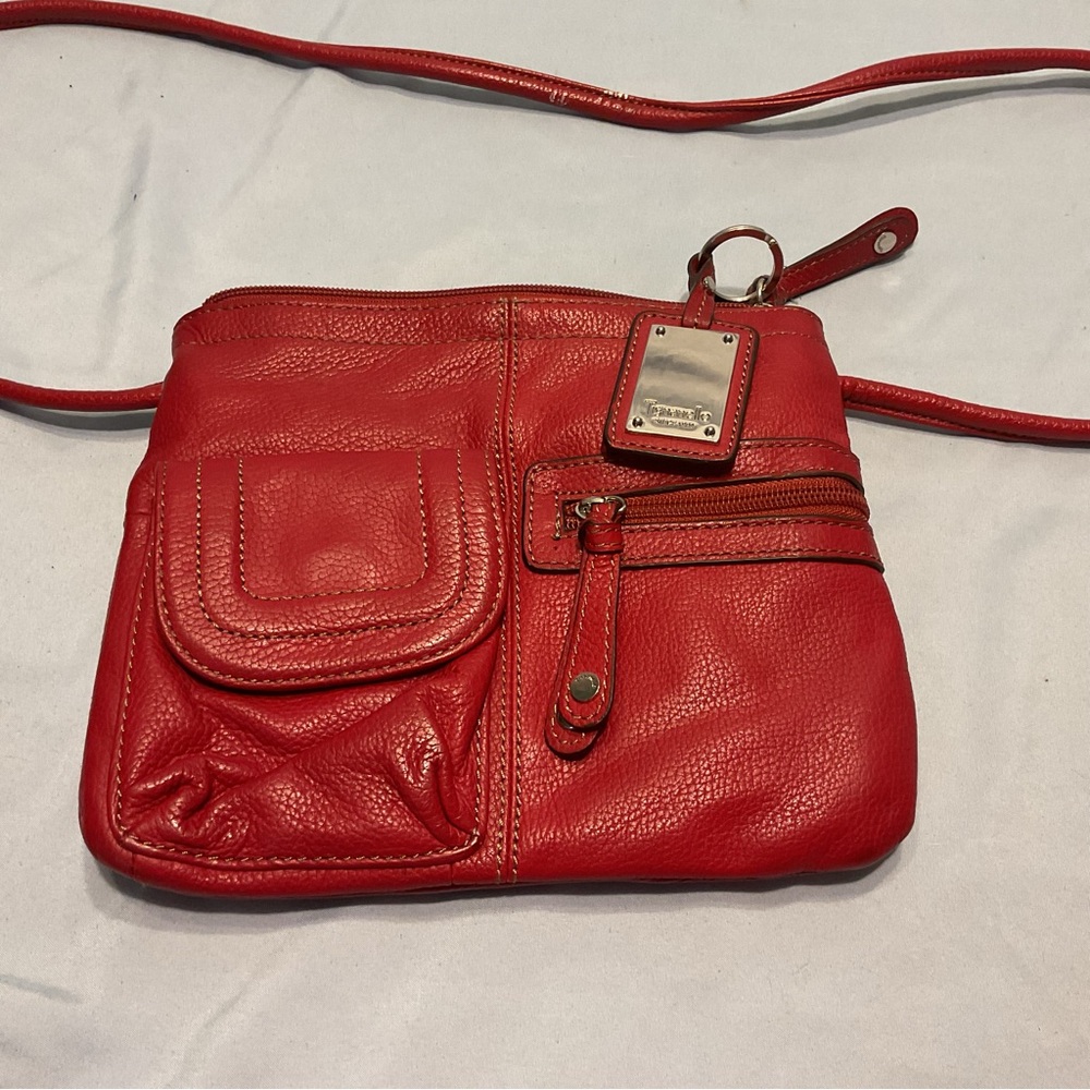 Tignanello Red Leather Crossbody Bag